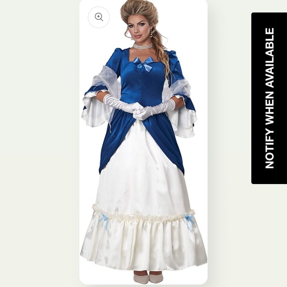 California Costumes Blue and White Colonial Era Dress/Martha Washington - Picture 1 of 5